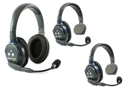 Eartec UL4S Ultralite Full Duplex Wireless Headset Communication for 4 Users - 4 Single Ear Headsets with SolidSignal Cleaning Wipes Bundle