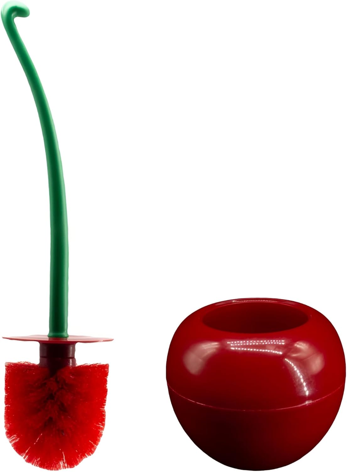 Cherry Toilet Brush Set, Cute Standing Toilet Bowl Brush and Holder, Long Handle, Pack of 2, Red