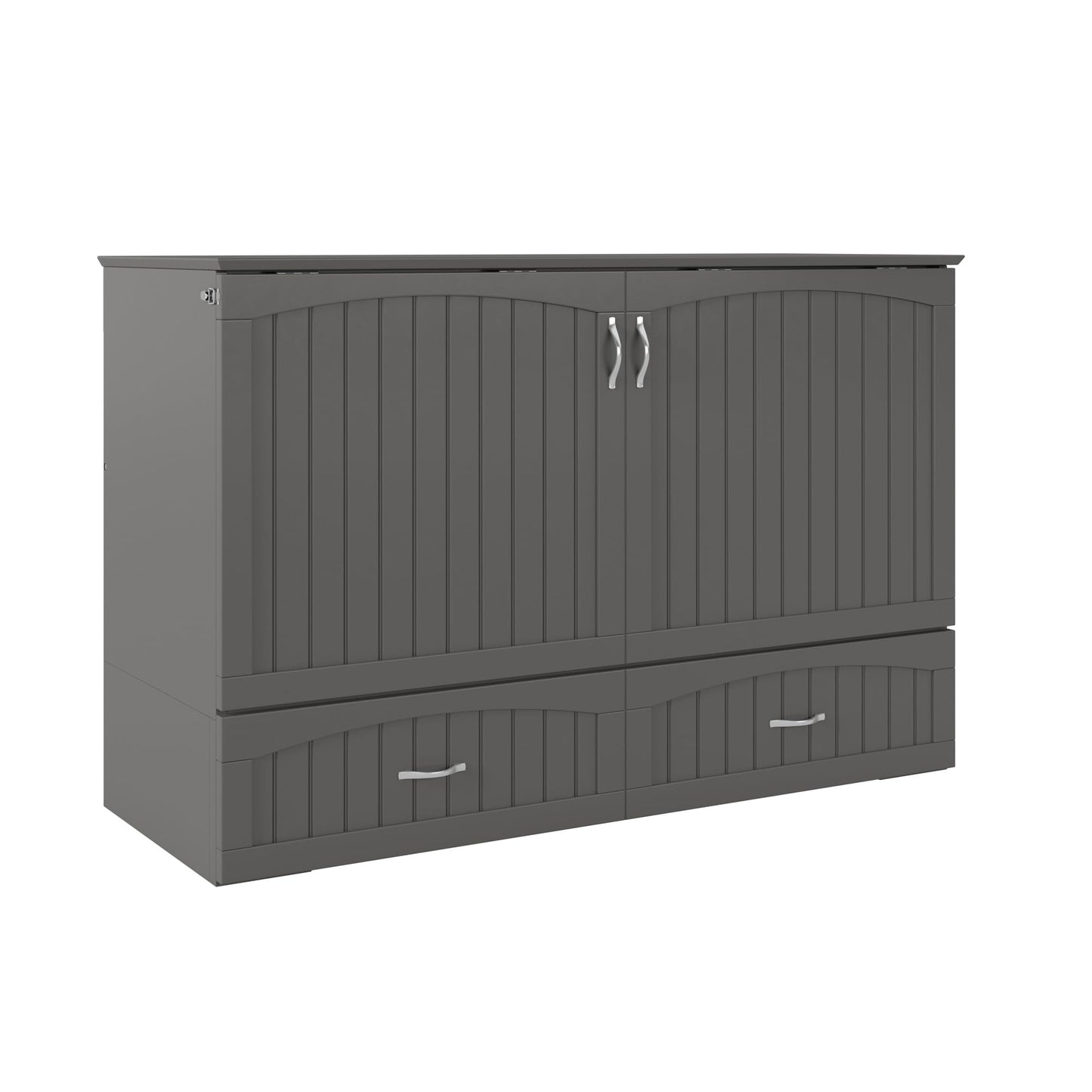AFI, Aspen Mid-Century Modern Queen Solid Wood Murphy Bed Chest with Mattress in Grey