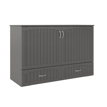 AFI, Aspen Mid-Century Modern Queen Solid Wood Murphy Bed Chest with Mattress in Grey