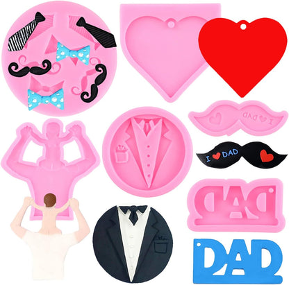 Father's Day Molds, Dad Candy Chocolate Silicone Molds, Heart Bow Tie Beard Fondant Molds Set of 4