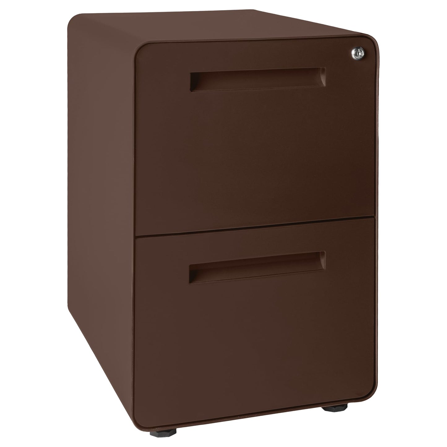 Laura Davidson Furniture Stockpile 2 Drawer Mobile File Cabinet with Lock - Under Desk Metal Filing Cabinet, Legal/Letter File Folders, Wheels and Stationary Feet, Pre-Assembled, Dark Brown