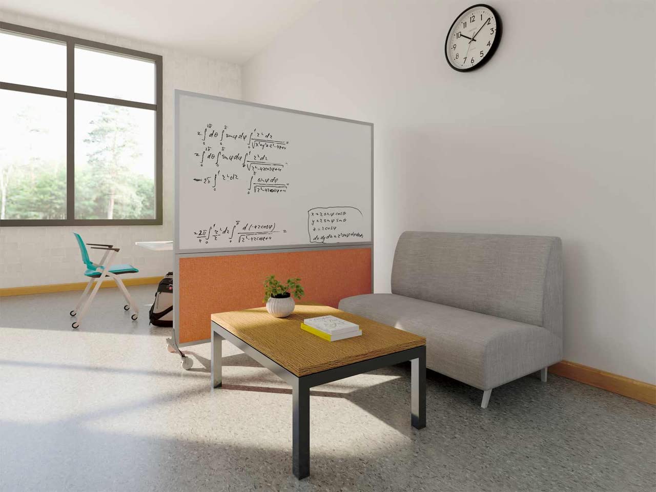 DivideWrite Mobile Whiteboard | Double Sided Dry Erase Board | Portable Office Cubicle Partition | Display for Classrooms, Conference Rooms, Meeting Areas and More | Charcoal Gray 6' Wide X 6' Tall