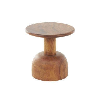 Deco 79 Wood Handmade Side End Accent Table End Table with Rounded Block Base, Side Table 16" x 16" x 16", Brown