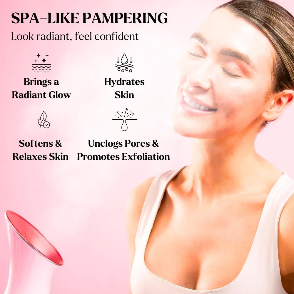 Facial Steamer Spa Kit with Complimentary 6 Skin Care Tools | Face Steamer for Facial Deep Cleaning with Towel Warmer & Humidifier Mode| Self Care Gifts for Women, Spa Gifts, Birthday Gifts for Women