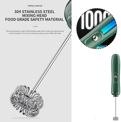 Handheld Milk Frother - Battery Operated Drink Mixer for Coffee, Electric Foam Maker Whisk, Stainless Steel Foamer