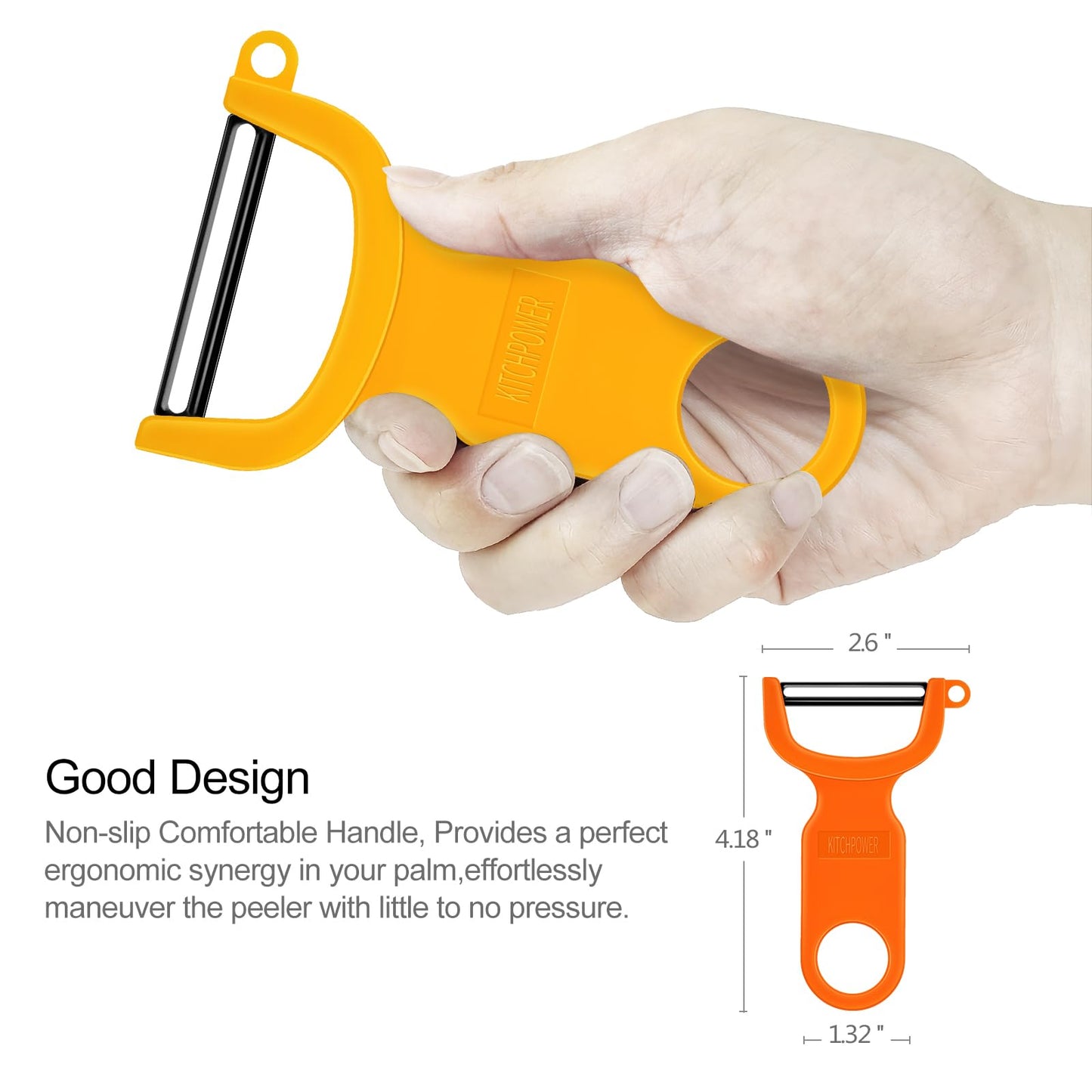 Original Vegetable Peeler, Potato Peelers for kitchen Carbon Steel Blade 3-Pack Orange/Blue/Yellow