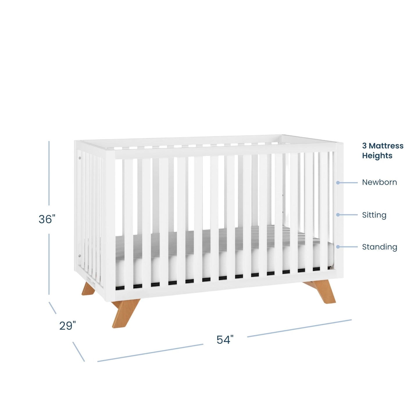 Child Craft SOHO 4-in-1 Convertible Crib, Baby Crib Converts to Day Bed, Toddler Bed and Full Size Bed, 3 Adjustable Mattress Positions, Non-Toxic, Baby Safe Finish (White/Natural)