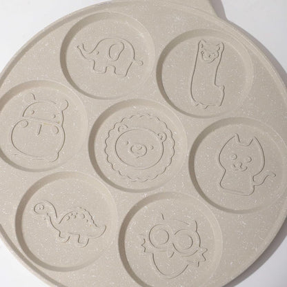 Nonstick Pancake Pan, Aluminium 7-Hole Egg Pancake Griddle Pan with Cartoon Shapes, 10.4 Inch for Fun Breakfast