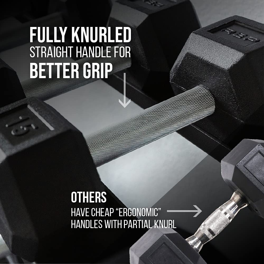 Rep 5-50 lb Rubber Hex Dumbbell Set, Low Odor