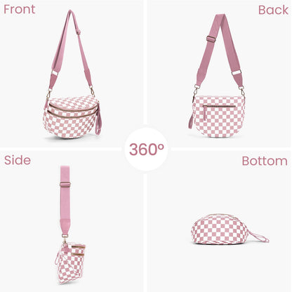Checkered Crossbody Bum Bags for Women Nylon Checkered Purse Checkerboard Fanny Pack