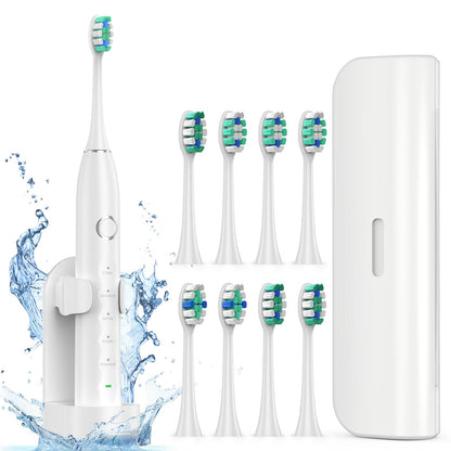 Electric Toothbrush for Adults with 8 Brush Heads, Sonic Toothbrush Rechargeable with a Holder & Travel Case, 2.5 Hours Charge for 120 Days Use - Light Blue