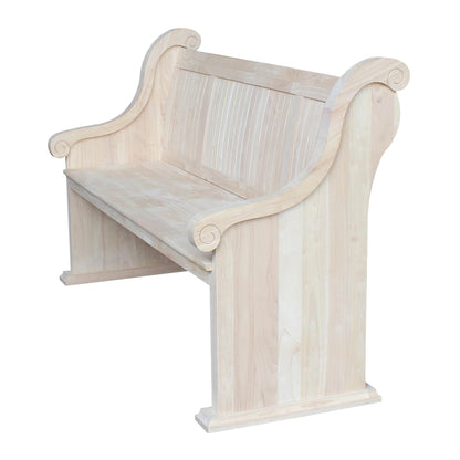 IC International Concepts, Sanctuary Bench, Solid Real Wood, Sturdy Parawood, Entryway/Dining/Living, Spacious Dimensions 58" W x 17.7" D x 18" H, 450 LBS Capacity, Paint/Stain Ready, Unfinished