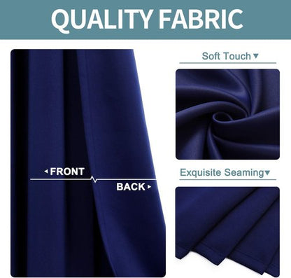 ChrisDowa Blackout Curtains - Thermal Insulated Room Darkening Panels Set (Navy Blue, 52"W x 63"L)