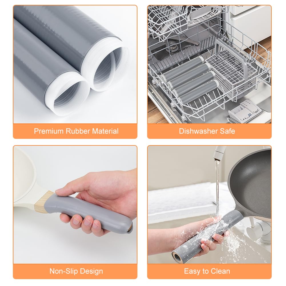3PCS Pot Handle Heat Insulation Silicon Cover, zxbaers Cast Iron Handle Cover Silicone, Cover Sleeve Pot Silicone Anti-Scald Handle, Grizzly