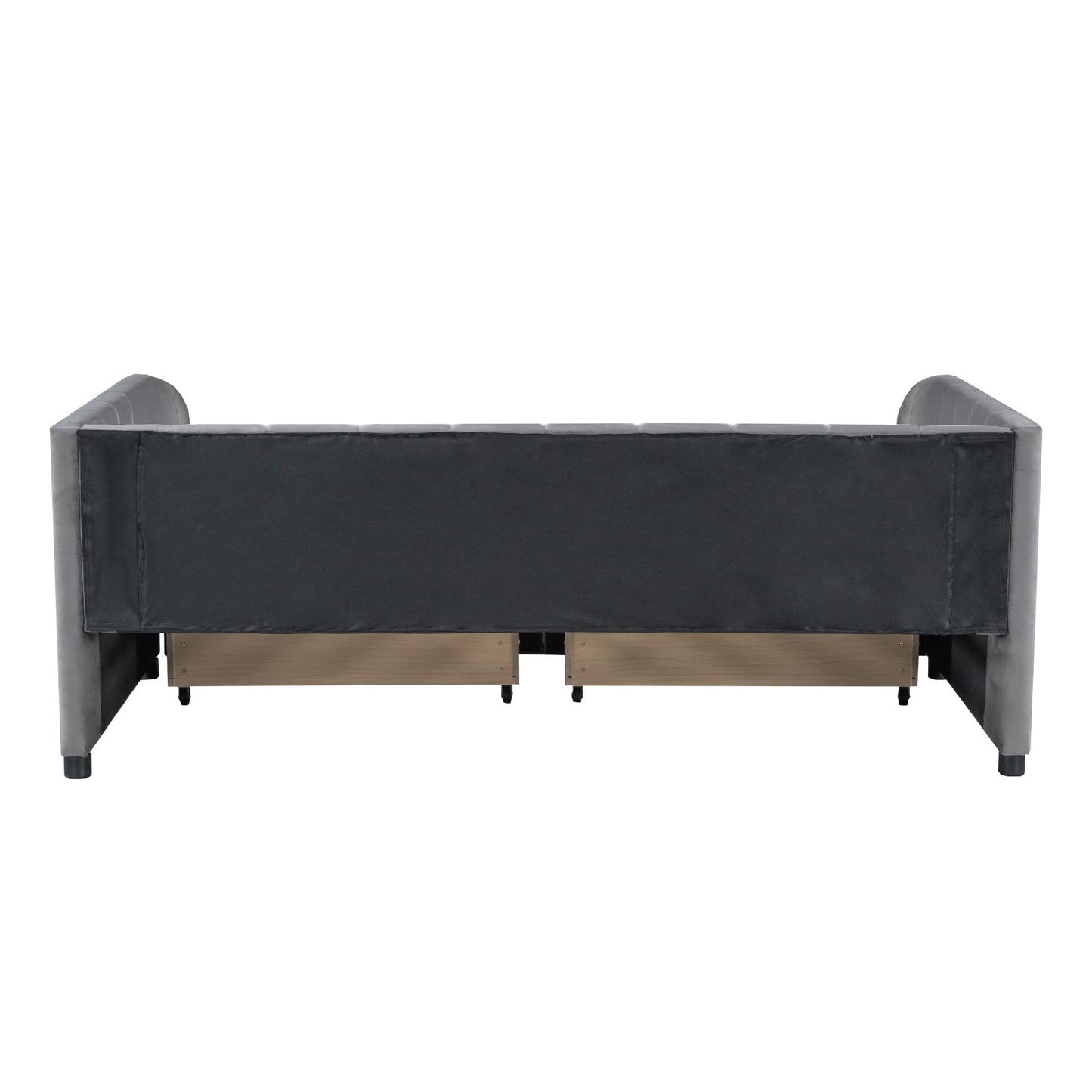 Bellemave Twin Size Daybed with 2 Storage Drawers & Upholstered Ergonomic Design Backrest,Velvet Day Bed Wood Slats, Modern Space Saving Sofabed for Bedroom,Living Room, Easy Assembly (Gary)