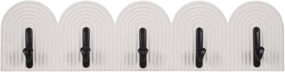 Sagebrook Home 24" White Wall Hooks - Elegant 5-Arch Design, Robust MDF and Iron, Home Organization Must-Have