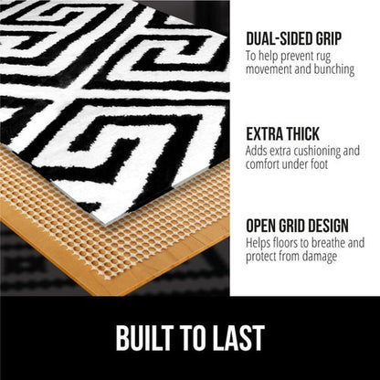 GORILLA GRIP® Rug Pad Gripper - Strong, Slip-Resistant Cushion for Hard Floors | 8x10 FT Size