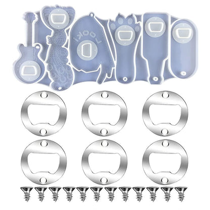 Epoxy Resin Mold Beer Opener Corkscrew Bottle Opener Silicone Mould Crafts Jewelry Keychain Making Tool Bottle Opener Epoxy Resin Mold (B)