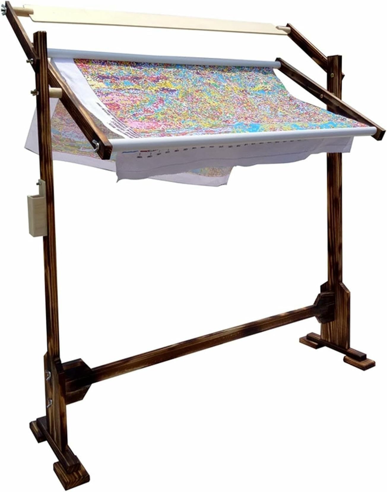 Adjustable Embroidery Hoop Stand Professional Embroidery Stand Cross Stitch Frame Floor Stand Wooden Embroidery Tapestry Hoops Frame Hands-Free Hand Quilting Frame for Cross Stitch Needlework~/