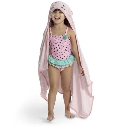 Delta Children Kids Hooded Bath Towel with Pockets - Super Soft and Absorbent- Great Gift for Boys and Girls, Pink Cat