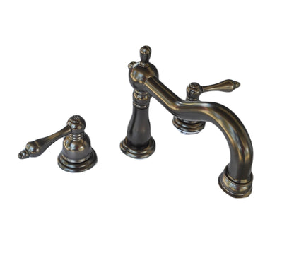 SimplyCopper 19" Oval Rustic COMBO Copper Bath Sink with Lift & Turn Drain & 2-Handled Faucet in ORB