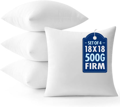 MIULEE Throw Pillow Inserts - Pack of 4, 18x18 Inch, 100% Virgin Fiber Filling for Ultimate Comfort