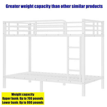 LUCALEO Stronger & Safer Heavy Duty Steel Twin XL Over Twin XL Size Bunk Bed Frame, Thickened More Stable Metal Bunkbeds (Easier to Assemble) (Twin XL,White)