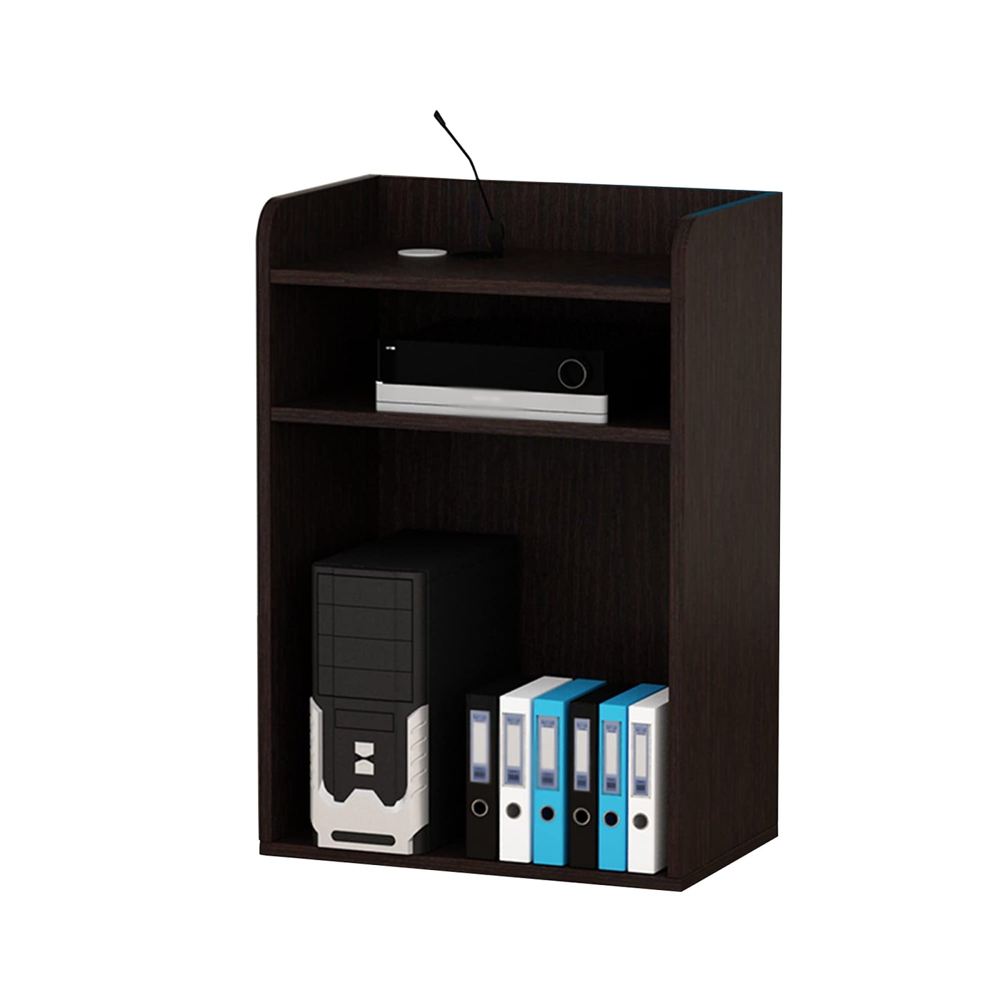Lectern Podium Stand, Podium,Standing Desk Host Stage Speaking Reading Table for Classroom with Wire Hole, Apply to Conference Auditorium/Black/63x40x110cm