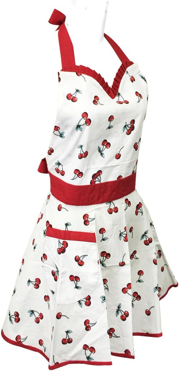 Wrapables Sweet Cherries Adjustable Flirty Hostess Apron