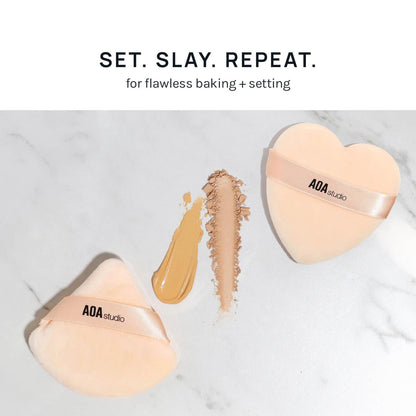 AOA Studio Velvet Puffs Makeup Puff Set of 6 Loose Powder Body Powder, Velour Makeup Blender Sponge Foundation Blending Sponges Set Beauty Makeup Tools(Black/Peach)