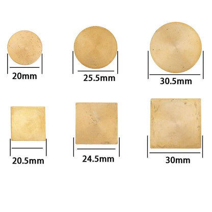 CRASPIRE Blank Wax Seal Stamp Set 6PCS Sealing Solid Brass Stamp Head 20-30.5mm Round Square+2PCS Wood Handle Retro Removable Brass Stamp Kit for Letter Envelope Invitation Wedding Gift Decoration