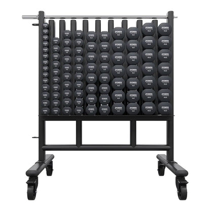 Power Systems Premium Dumbbell Storage Rack – Mobile Weight Rack with Wheels, Heavy Duty Steel Organizer for Home Gym, Fitness Studio & Commercial Use, Secure Space Saving Design (Rack Only)