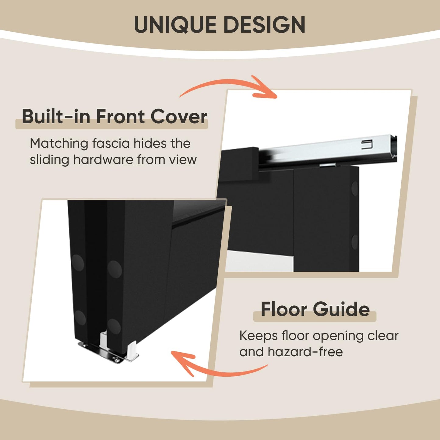 JUBEST 48" x 80" Mirror Closet Door, Preassembled One Side Mirror Door with Hardware Kit & Matching Fascia, Solid Wood Frame with Water-Proof PVC Surface, Easy to Install, Black