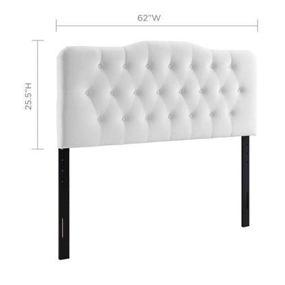 Modway Annabel Diamond Tufted Performance Velvet Queen Headboard in White