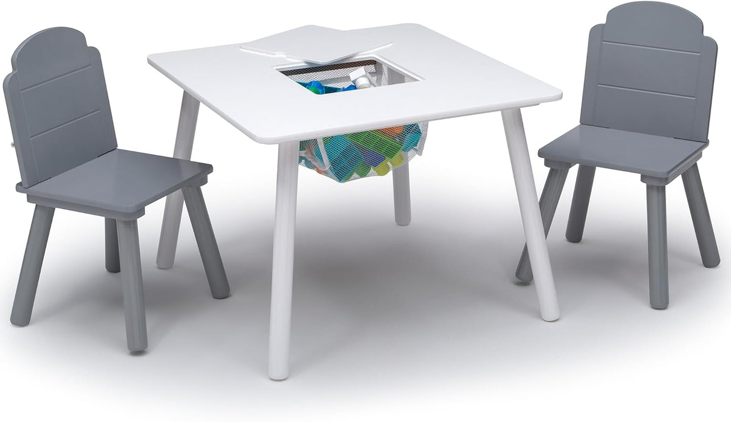 Set Delta Children Finn Table and Chair with Storage, White/Grey