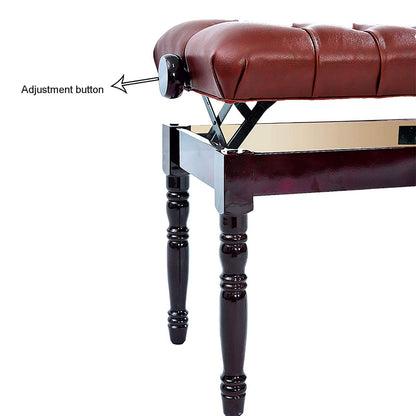 EliteBloom Leather Piano Bench Single Piano Stool Piano Bench with Solid Wood Leg Adjustable Piano Bench Luxury Cushion Height: 46-56Cm,Reddish Brown,Brown