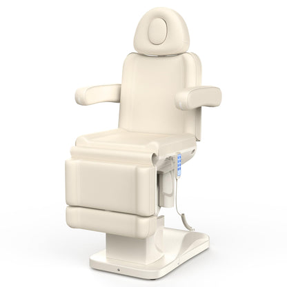 4 Motor Electric Chair/Bed, Aluminum Hydraulic System for Medical Treatment Exam, Facial, Spa, Eyelash, Tattoo, Podiatry Treatment Beauty Massage, Hand Remote Controlled Adjustable - Beige Gray