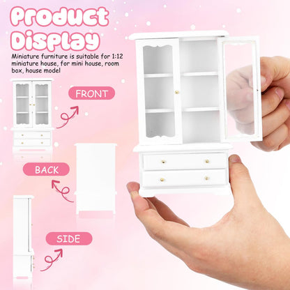 NUOBESTY Miniature Wooden Bookcase 1 12 Scale Dollhouse Furniture Display Shelf with Large Storage for Mini House Decor and Collectibles