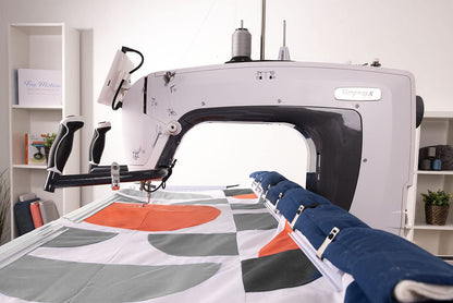 Q'nique 16X Elite Longarm Quilting Machine with Cutie Tabletop Quilting Frame | Free Motion Quilting Setup for Home Quilters and Crafters | The Grace Company