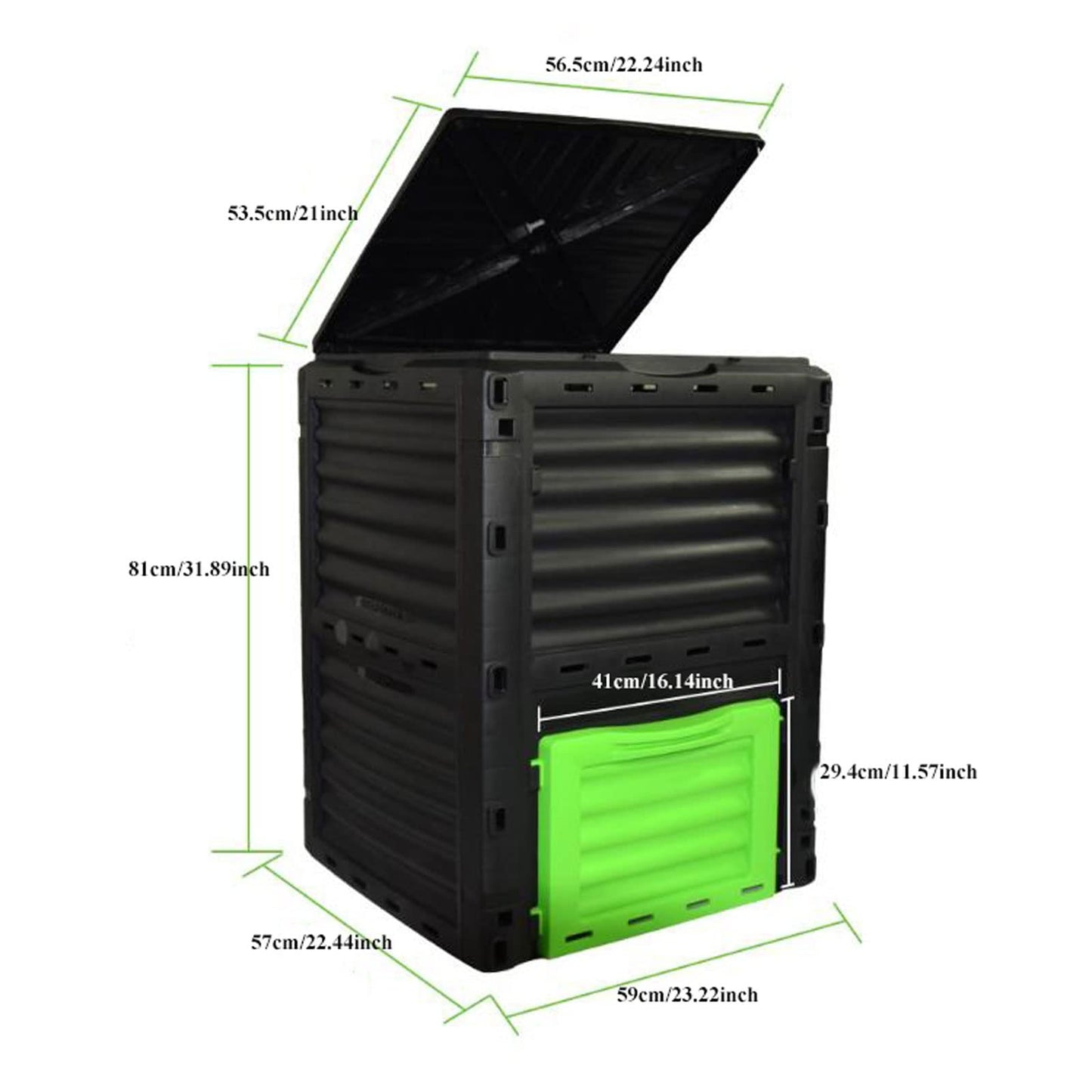 Kitchen Compost Bin, 300L(79 Gallons)Garden Composter Bin Made from Recycled Plastic, Large Compost Bin, Create Fertile Soil, Easy Assembly, Lightweight, Aerating Outdoor Compost Box ,Indoor Compost B