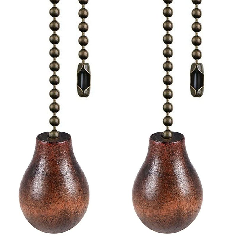 Akahttbn Ceiling Fan Chain Extenders - 12 Inch Walnut Wooden Pendant Pull Chain Extension for Ceiling Light Lamp - 2 Pcs (Bronze)