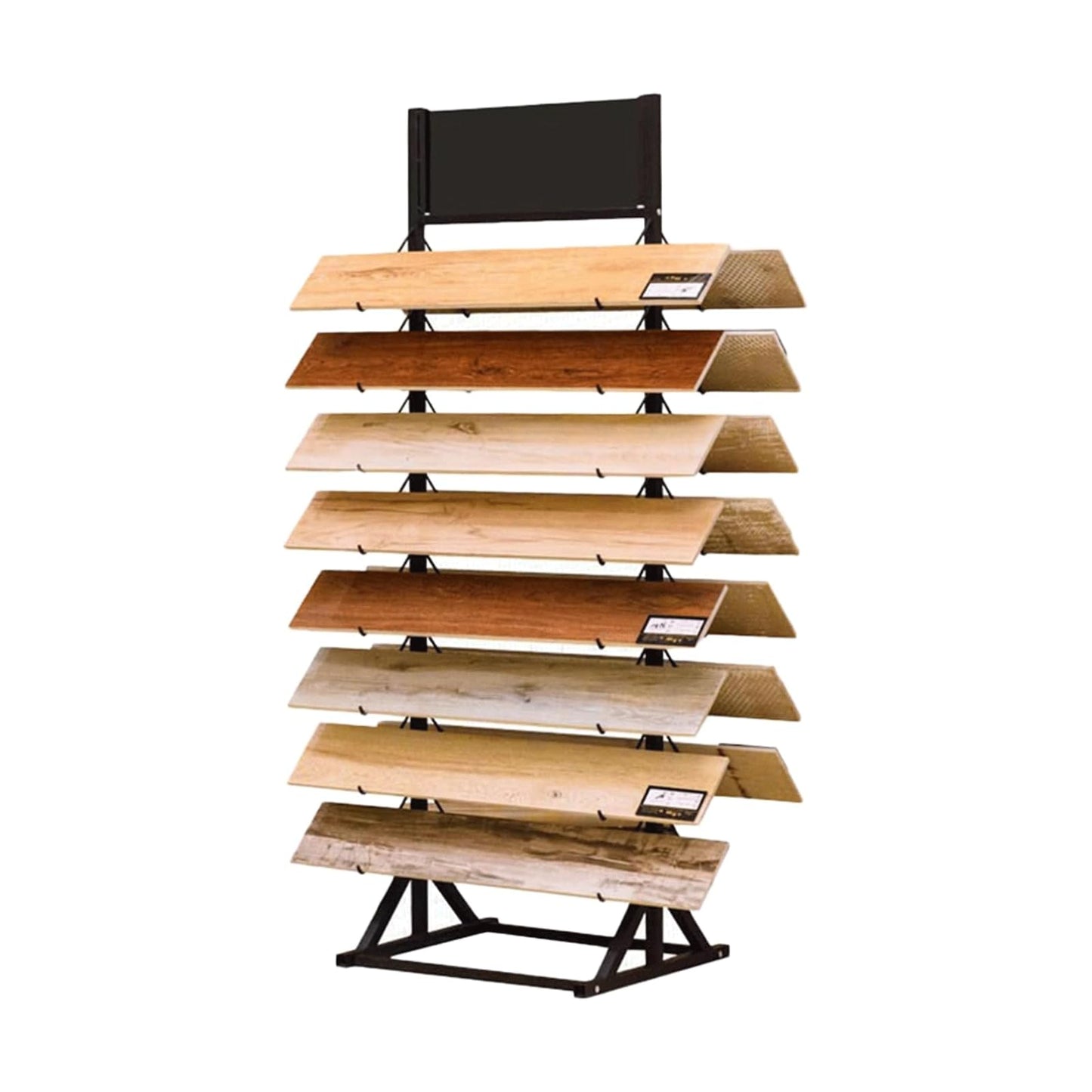 DFEDHF Sample Floor Tile Display Rack Floor Standing Wooden Plate Stone Display Shelf Multifunctional Vertical Porcelain Sample Display Stand for Retail Stores Exhibition Halls, Black