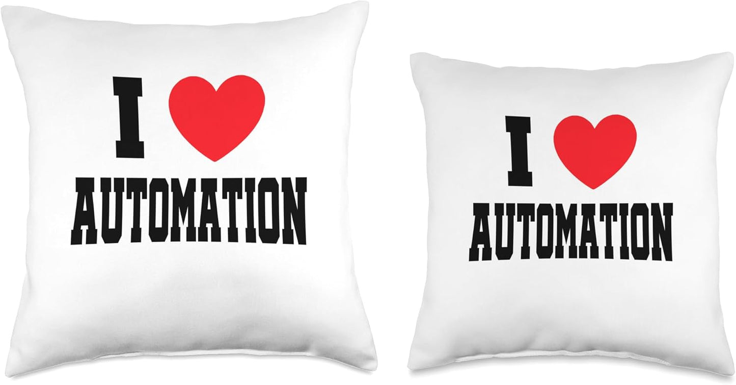 My Heart I Love Automation Throw Pillow, Multicolor, 16x16