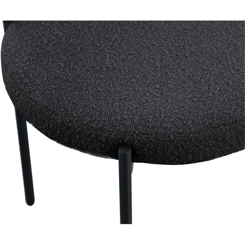 Meridian Furniture 880Black-C Beacon Collection Modern | Contemporary Boucle Fabric Upholstered Dining Chair with Matte Black Metal Frame, 22" W x 21" D x 30" H, Black, Set of 2