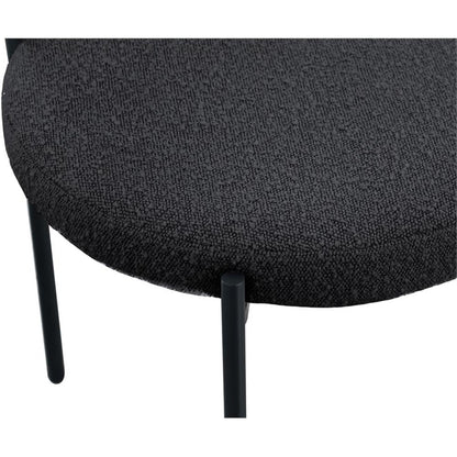 Meridian Furniture 880Black-C Beacon Collection Modern | Contemporary Boucle Fabric Upholstered Dining Chair with Matte Black Metal Frame, 22" W x 21" D x 30" H, Black, Set of 2
