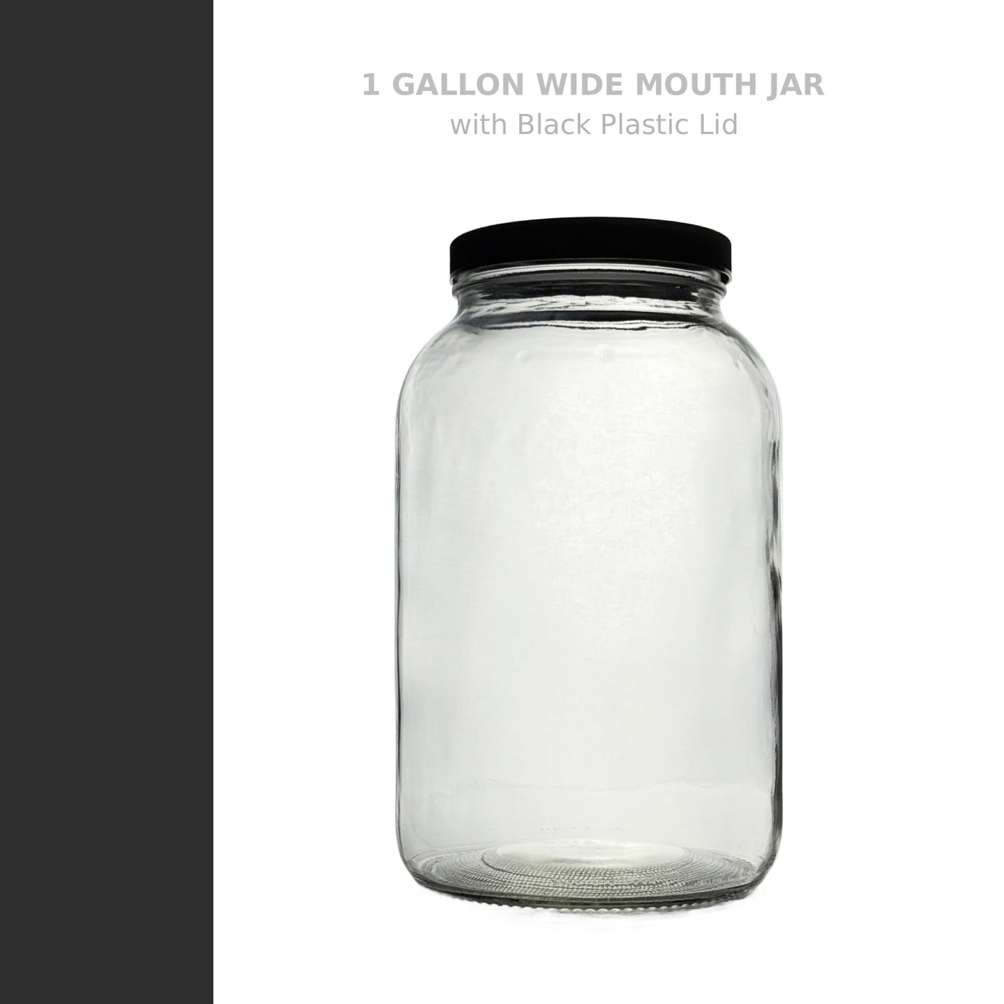North Mountain Supply 1 Gallon Glass Jar Wide Mouth with Black Plastic Lid - USDA, BPA-Free, Made in the USA - for Fermenting, Storing, Canning, and Much More!