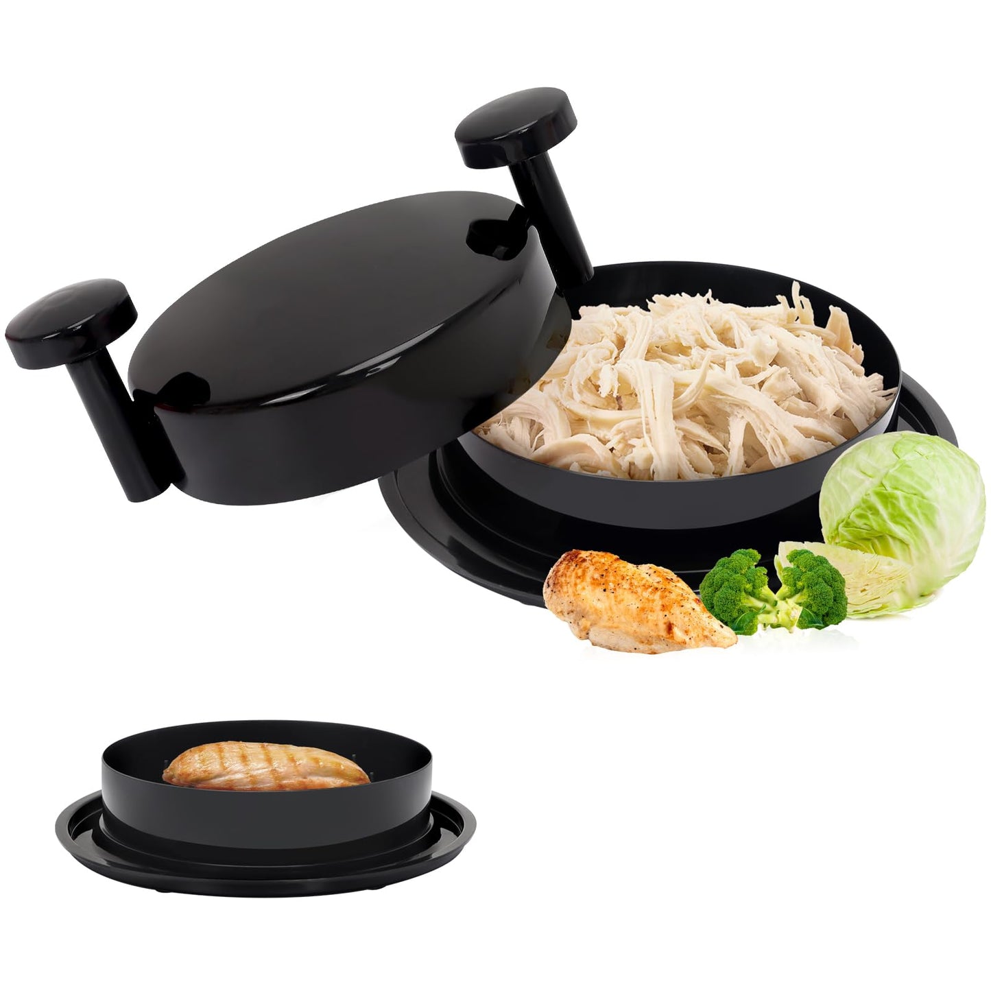 Chicken Shredder Tool Twist, Meat Shredder with Ergonomic Handle, Easy Cleaning, Anti-Slip, Dishwasher Safe - Black