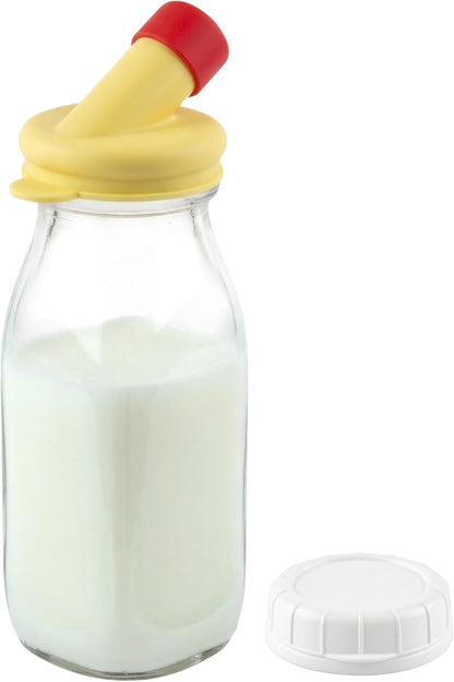12 Oz 12 kitchentoolz Glass Creamer Bottle Square Glass Milk Bottle with Lids- Glass Bottles with Lids - Milk Container