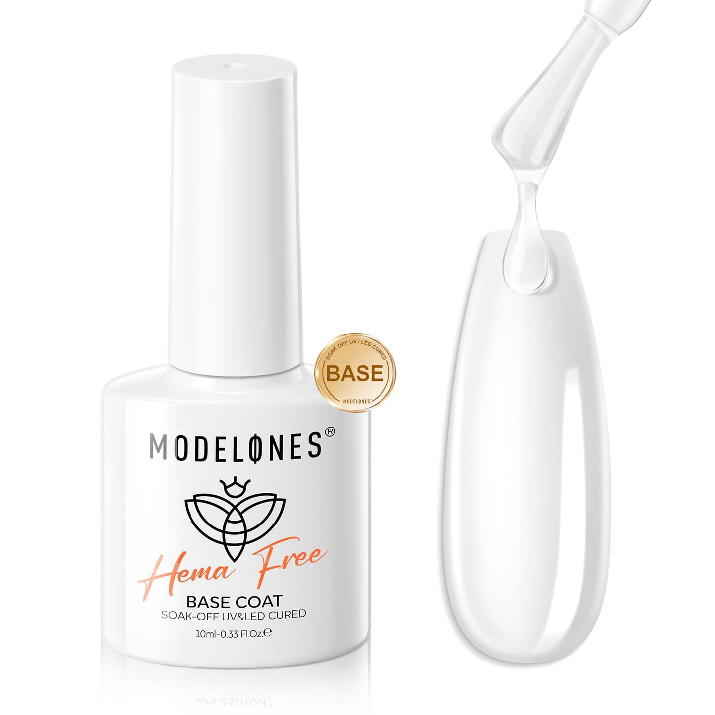 modelones Builder Nail Gel with Gel Top Coat, 3Pcs Clear Builder Nail Kit for Thickening Apex Building Extension Rhinestone Gel Tips Glue, U/V LED Lamp Cured for Home DIY Salon Girls